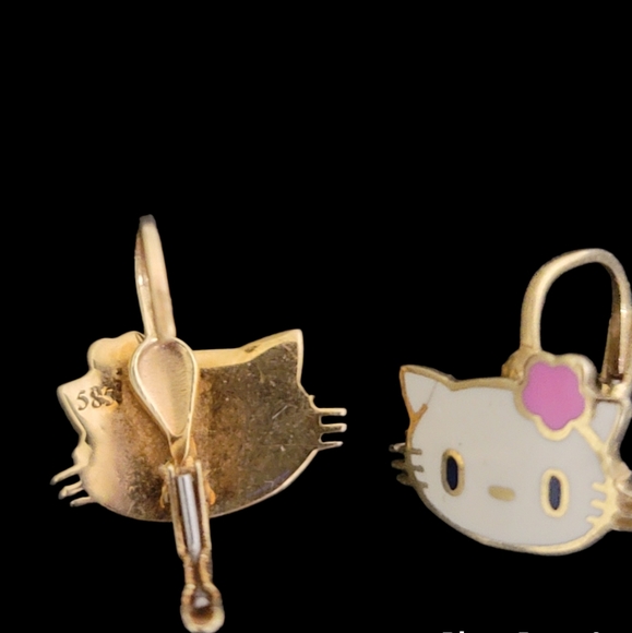 Hello kitty style 585 Italian gold earings - Picture 4 of 4